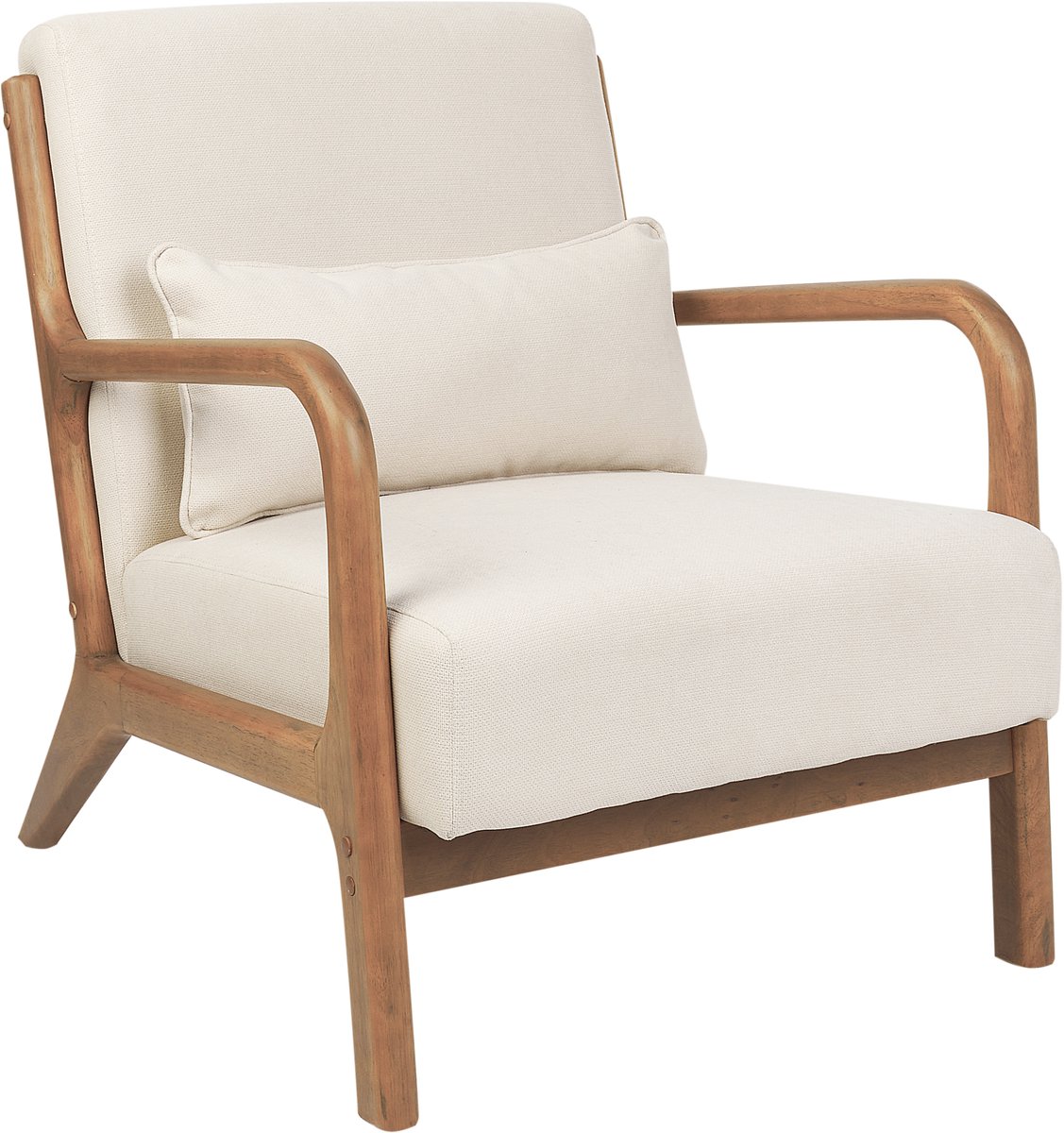 Beliani SKOVDE - Fauteuil - Lichtbeige - Rubberhout