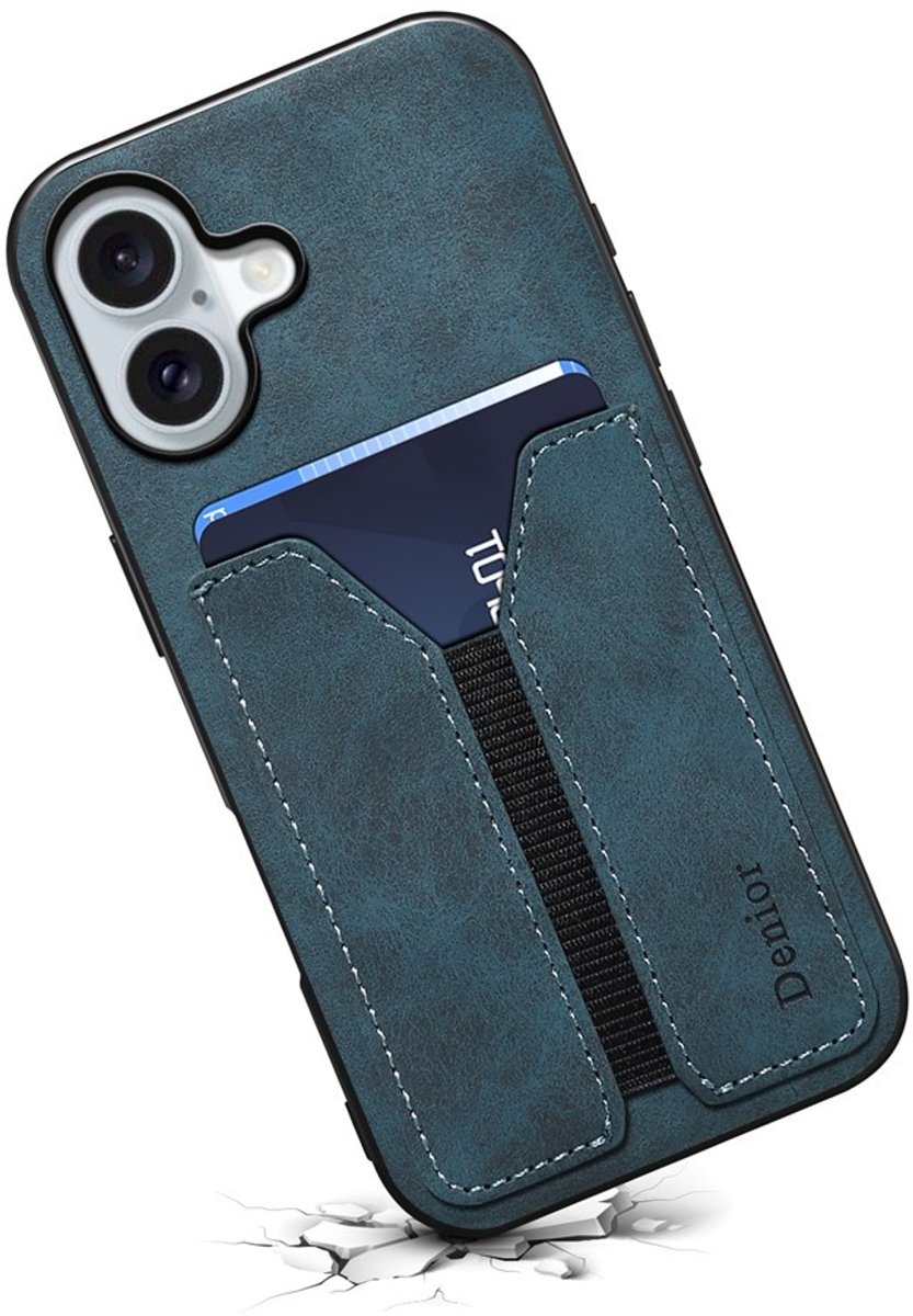 Denior Geschikt voor iPhone 17 hoesje - Backcover met kaarthouder - Blauw