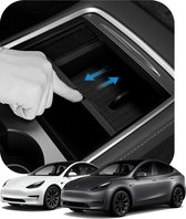 Jowua 2021 Tesla Model 3 Model Y Center Console Tray Organizer Accessoires met wasbare siliconen met Model 3 Model Y Refresh Console (3 compartimenten, grijs