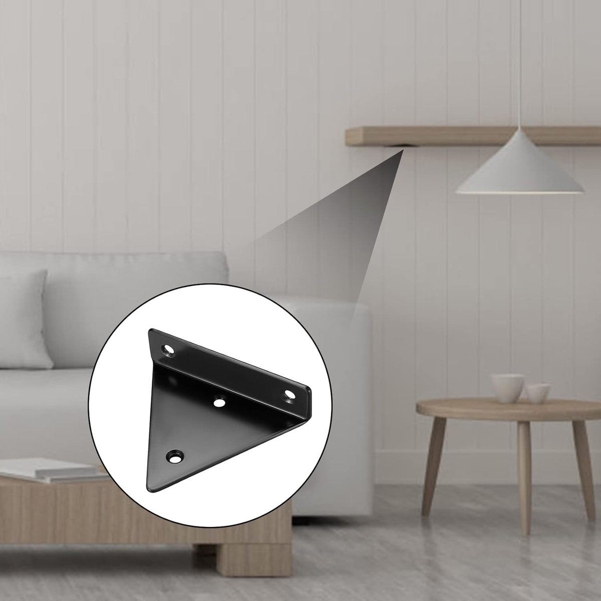 Set met 4 beugels voor zwevende planken, onzichtbare driehoekige muurbeugels, verborgen muurplankbeugels, aan de muur bevestigd, robuuste metalen muurbeugels voor opbergplanken, boekenplanken, wit