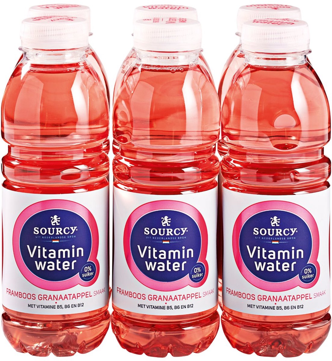Sourcy - Vitaminwater - Framboos & Granaatappel - 6 x 1 liter - Voordeelverpakking