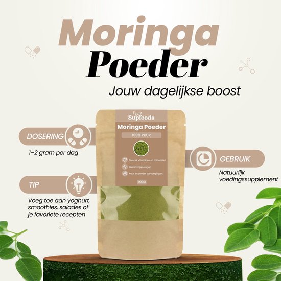 Poudre De Moringa Oleifera Bio 100% Naturel - 50g - Super Aliment Riche En Protéines - Fabriqué Au Togo