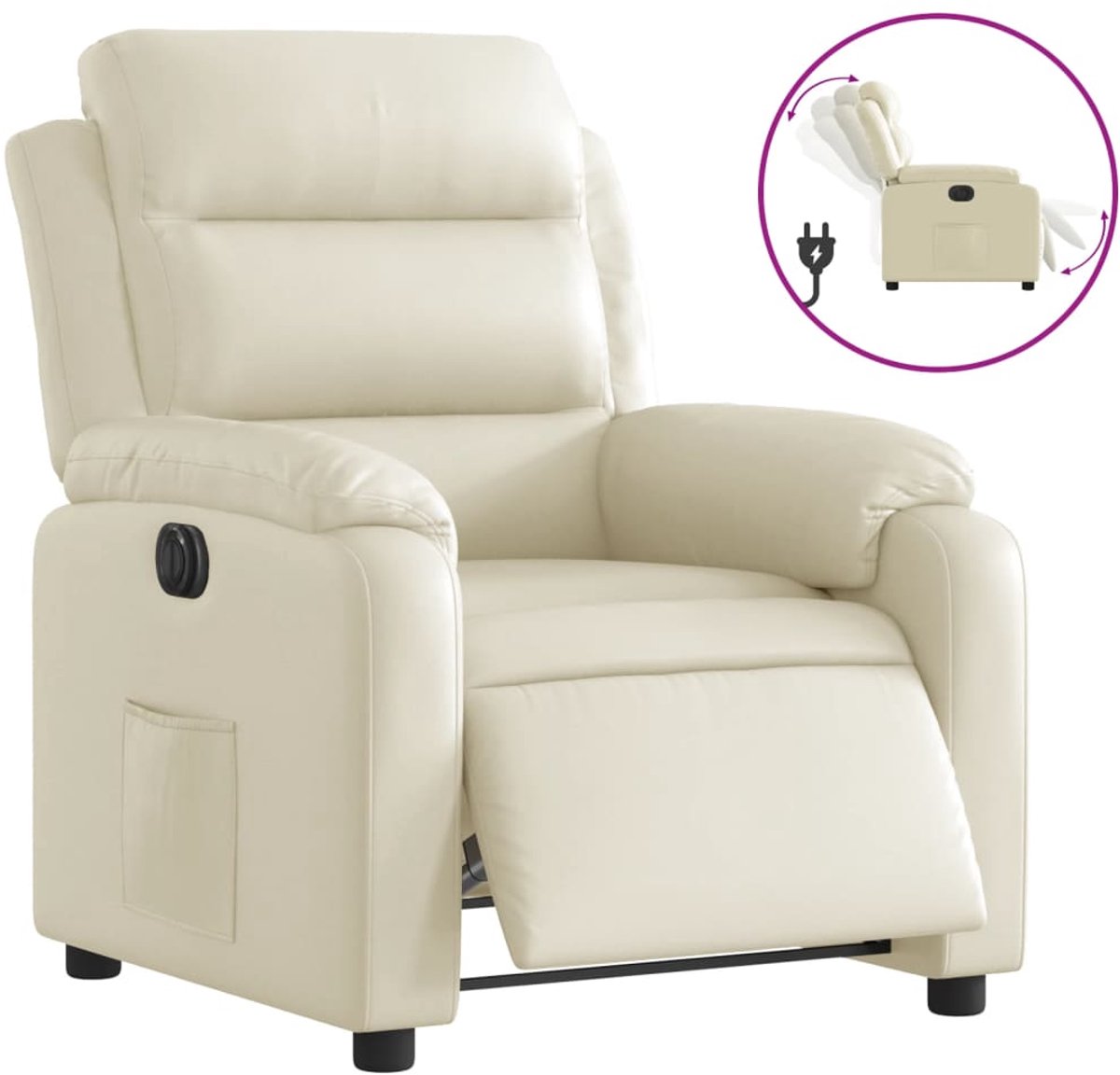 vidaXL Fauteuil - elektrisch - verstelbaar - kunstleer - crèmekleurig