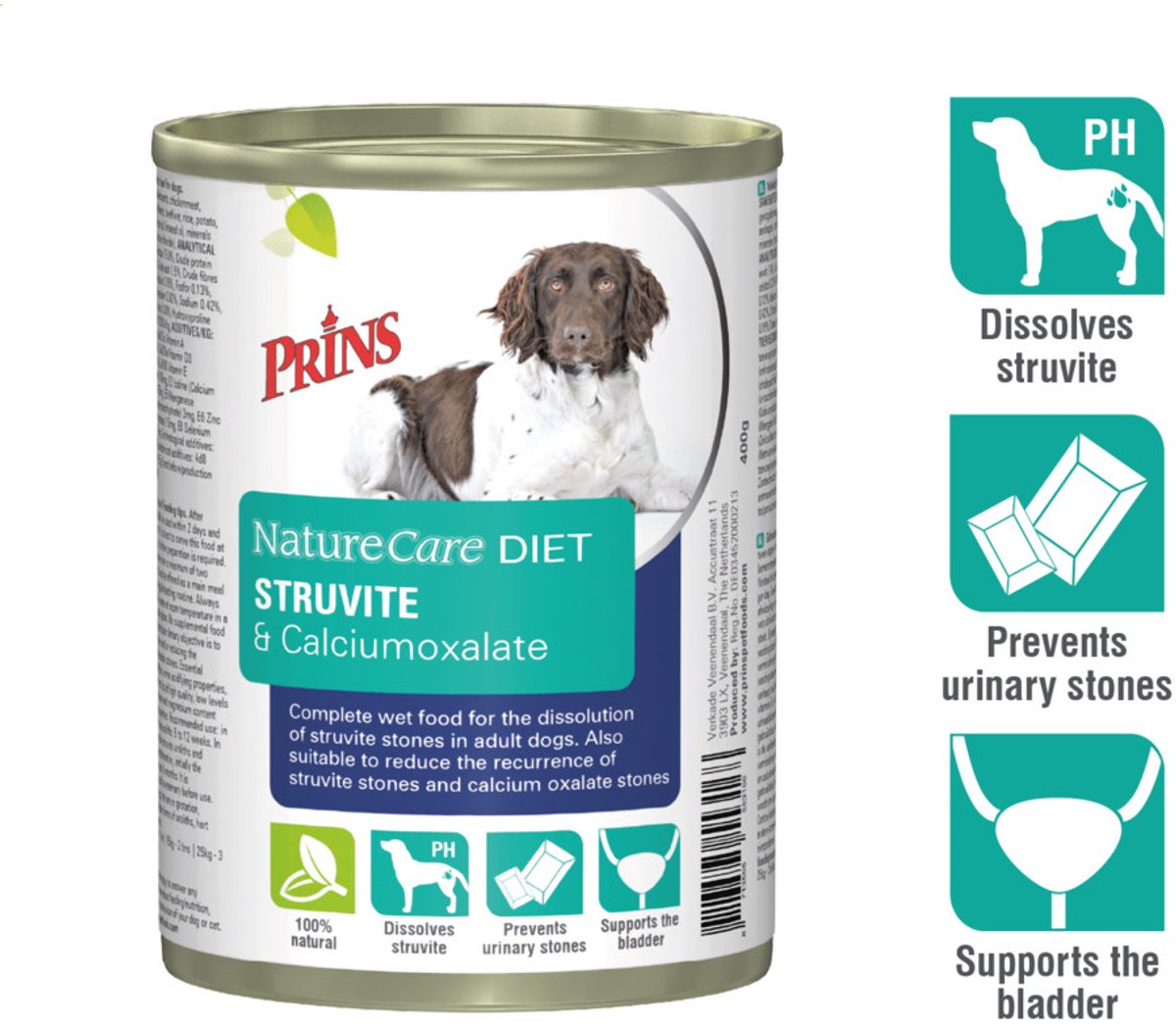 Prins - NatureCare - Diet Struvite & Calciumoxalate - Hondenvoer Nat - 8 x 400g