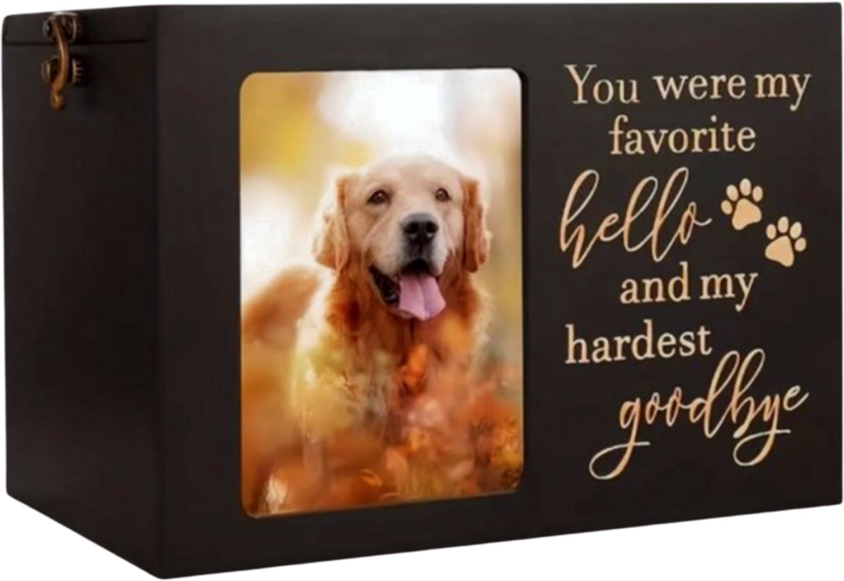 Artic Ebonwood Urn – Zwart – 700ML – Huisdieren Urn – Gelakt Hout – Met Fotolijstje – Urn voor Huisdier – Urn Hond – Urn Kat – Urn Konijn – Urn Paard – Dierlijk As – Liefdevolle Tekst