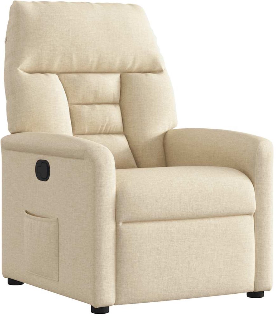 vidaXL Fauteuil - verstelbaar - stof - crèmekleurig