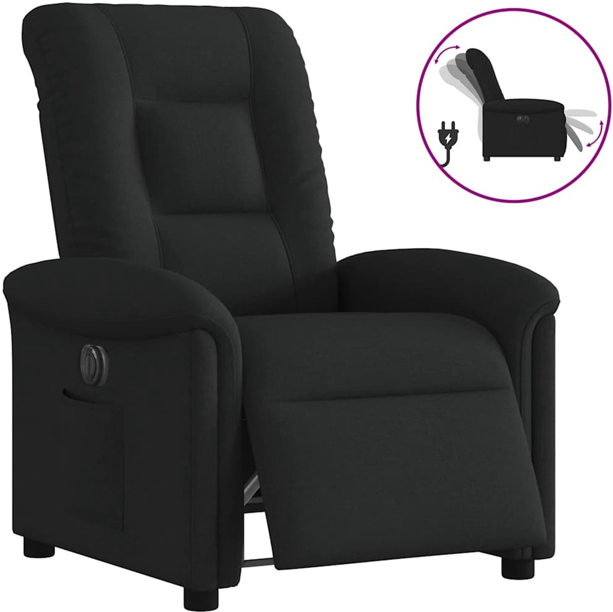 vidaXL Fauteuil - verstelbaar - elektrisch - stof - zwart