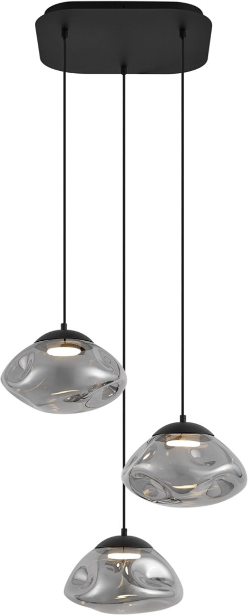 QAZQA gus - Design Hanglamp - 3 lichts - L 55 cm - Zwart - Woonkamer