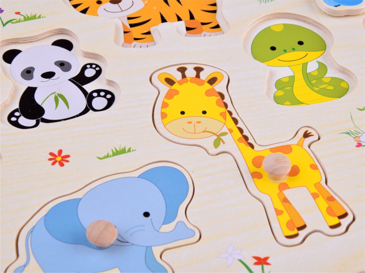 Dieren - Houten puzzels voor kinderen 1 jaar / 2 jaar / 3 jaar - Educatief speelgoed - Cadeau jongen / meisje - Baby / Dreumes / Peuter - Traktatie - Uitdeelcadeaus — afbeelding 5