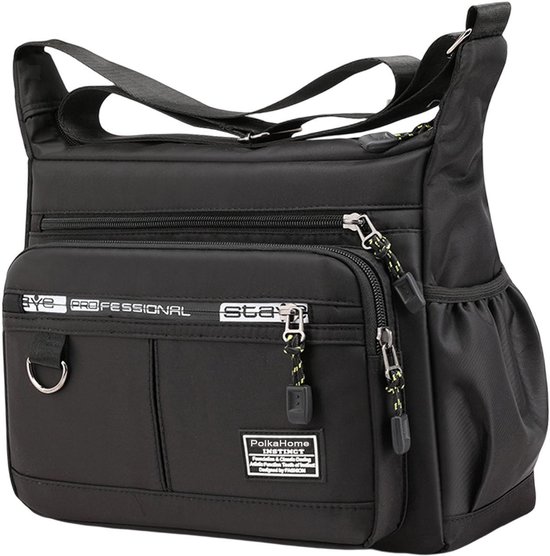 Sac à bandoulière pour homme PolkaHome® ; sac messager pour homme - sac à bandoulière pratique - sac portefeuille Vintage - sac de voyage compact pour une utilisation professionnelle - sac à bandoulière croisé.