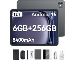 Blackview LINK 8 Tablet - Octa Core G100 Tablet - 12.7 Inch - 18 GB RAM + 256 GB ROM - Android 15 Tablet - Met Toetsenbord(QWERTY), Beschermhoes, Muis, Stylus - 8400 mAh - 90 Hz 2K FHD Scherm - Widevine L1 - 5G WiFi - Gezichtsherkenning - Zwart