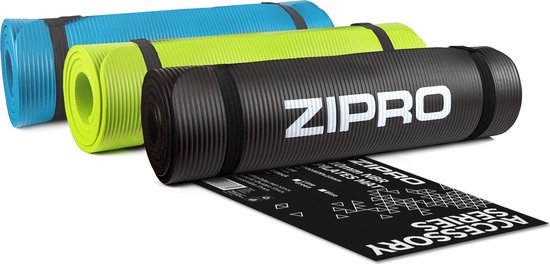 ZIPRO® Trainingsmat - 180x60x1 cm - NBR-Schuim - Vochtbestendig & Veerkrachtig - Met Transportgreep - Zwart — afbeelding 2