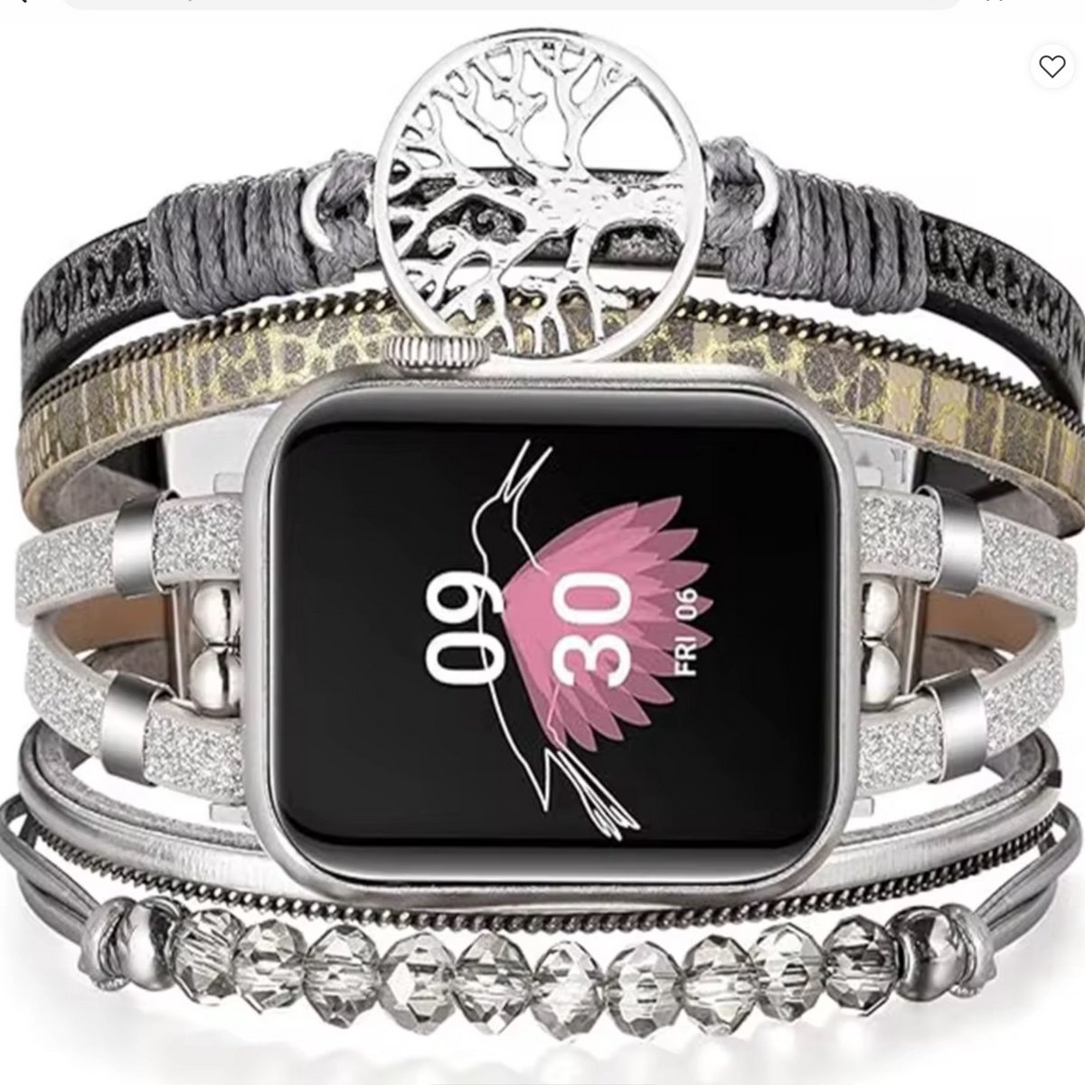 Apple Watch bohemian horloge bandje 38-40-41 mm kralen en bandjes van leer met metalen sluiting