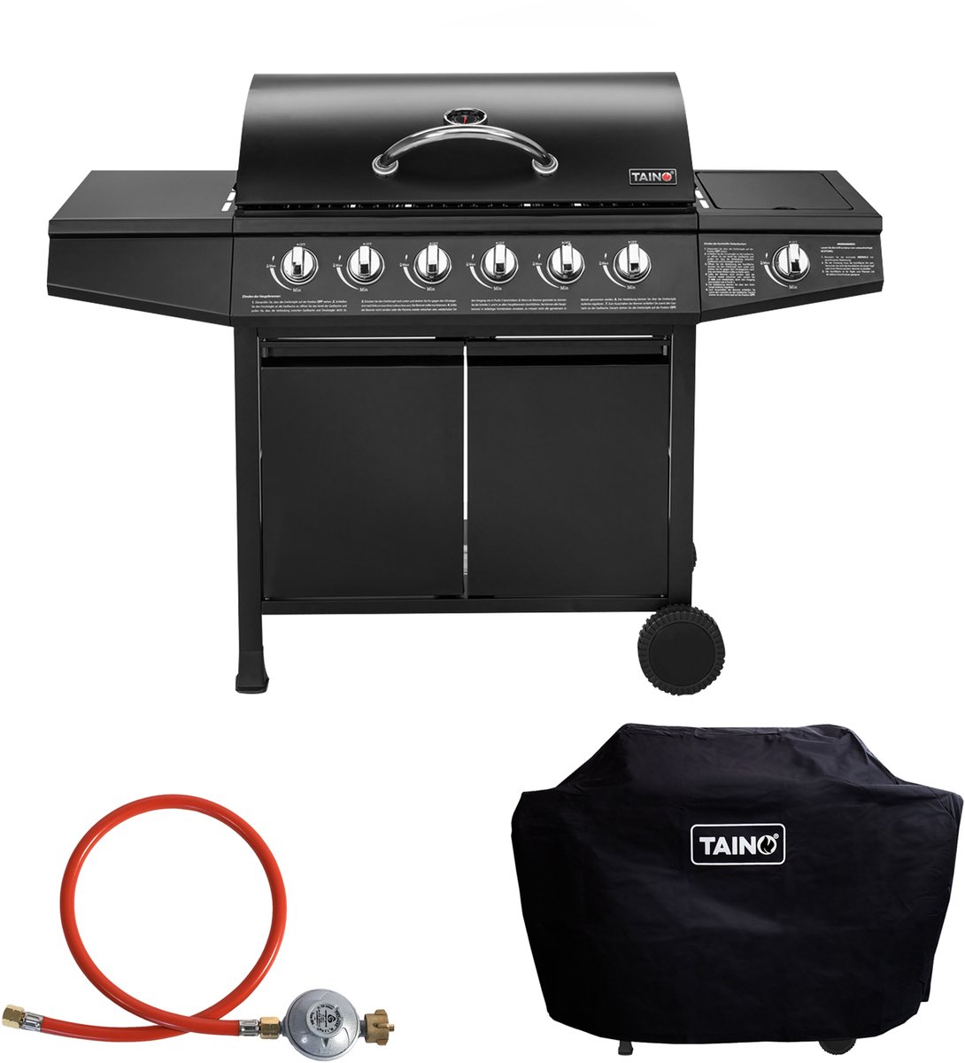 TAINO BASIC 6+1 pits gasbarbecue - afdekhoes set regelaar