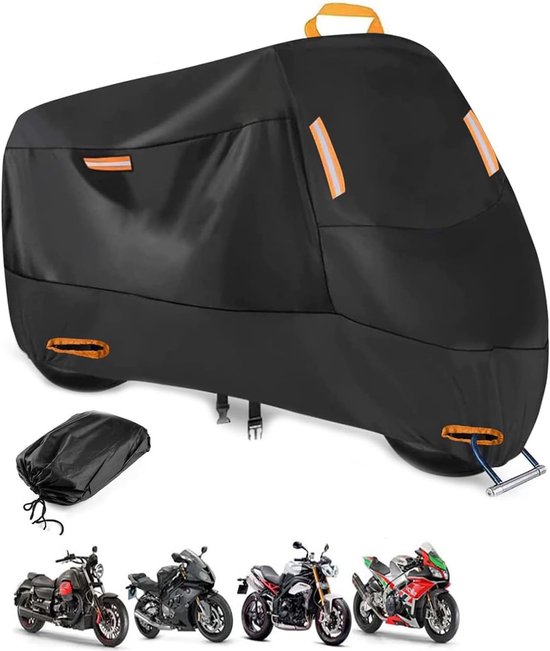 Motorhoes-Scooterhoes-Waterdichte en duurzame Oxford beschermhoes voor binnen en buiten-geschikt voor alle weersomstandigheden - Premium motorhoes van Accessoires-XXL - zwart-245x105x125cm