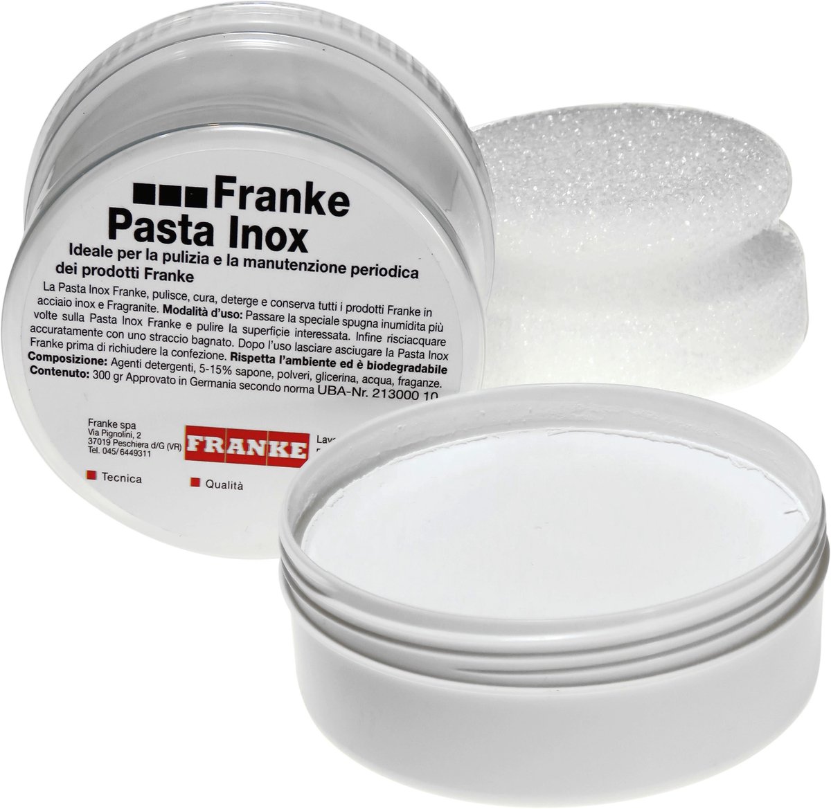 Franke Kitchen Care Pasta Inox - RVS polijstpasta met spons - 300 gram - Reiniger en polish - voor roestvrijstaal spoelbak keuken afzuigkap polisher