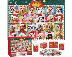 Adventskalender 2025-Adventskalender puzzel-Adventskalender 2025 rituals-Kerstpuzzel met hond (1008 stukjes) - Aftellen naar 24 dagen - 70x50 cm