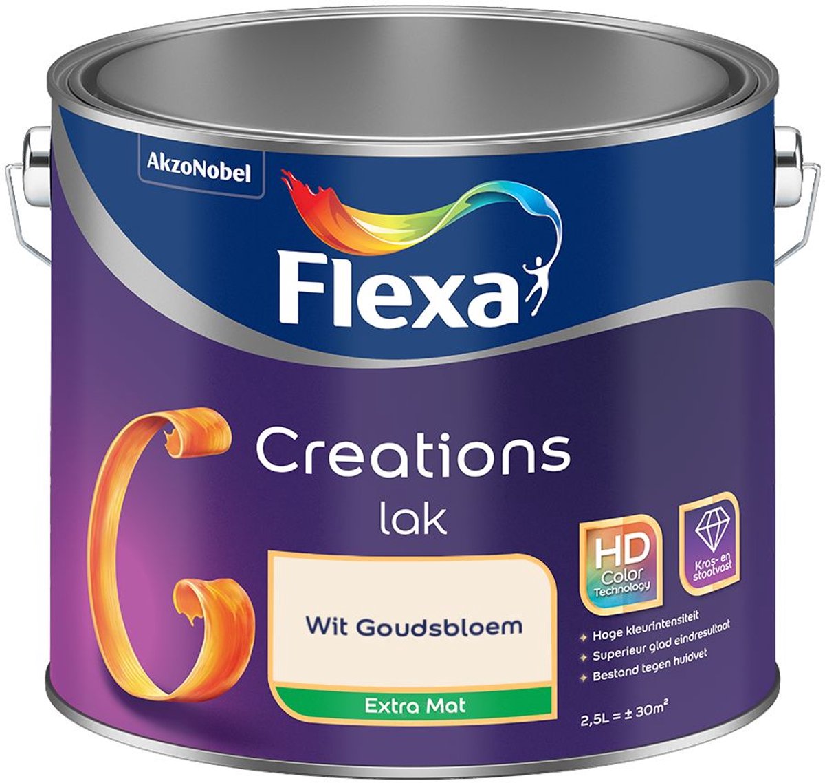 Flexa - Creations Lak Extra Mat - Wit Goudsbloem - Mengverf - 2.5 L