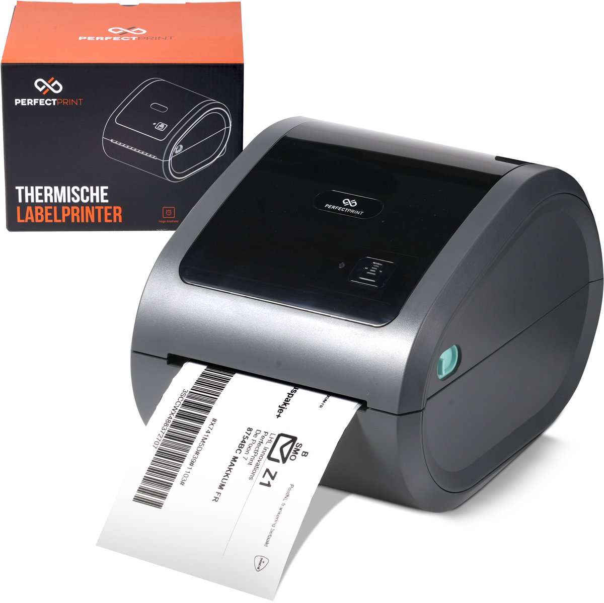 PerfectPrint Labelprinter - Labelmaker - Thermische Printer - Labelprinters - USB & Bluetooth Verbinding - Verzendlabel Printer PostNL & DHL + verzendetiketten — afbeelding 1