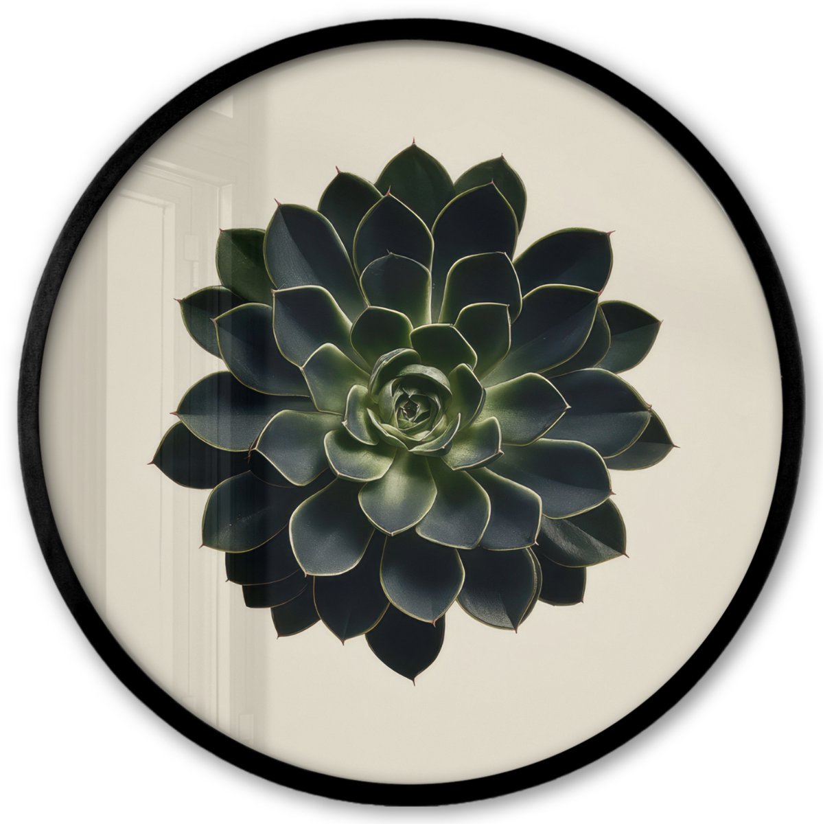 FrameYourWall Poster in lijst Rond - Fotolijst 40x40 cm - Posters - Rozet - Cirkelvormig - Donkergroen - Ronde posterlijst zwart - Decoratie - Wanddecoratie woonkamer - Muurdecoratie slaapkamer
