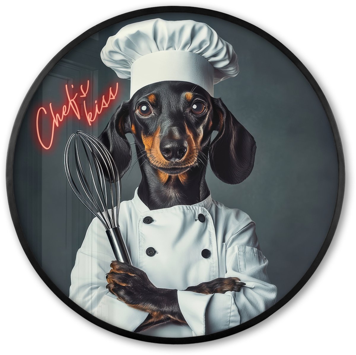 FrameYourWall Poster in lijst Rond - Fotolijst 60x60 cm - Posters - Quote - Neon - Hond - Kokskleding - Ronde posterlijst zwart - Decoratie - Wanddecoratie woonkamer - Muurdecoratie slaapkamer Multicolor