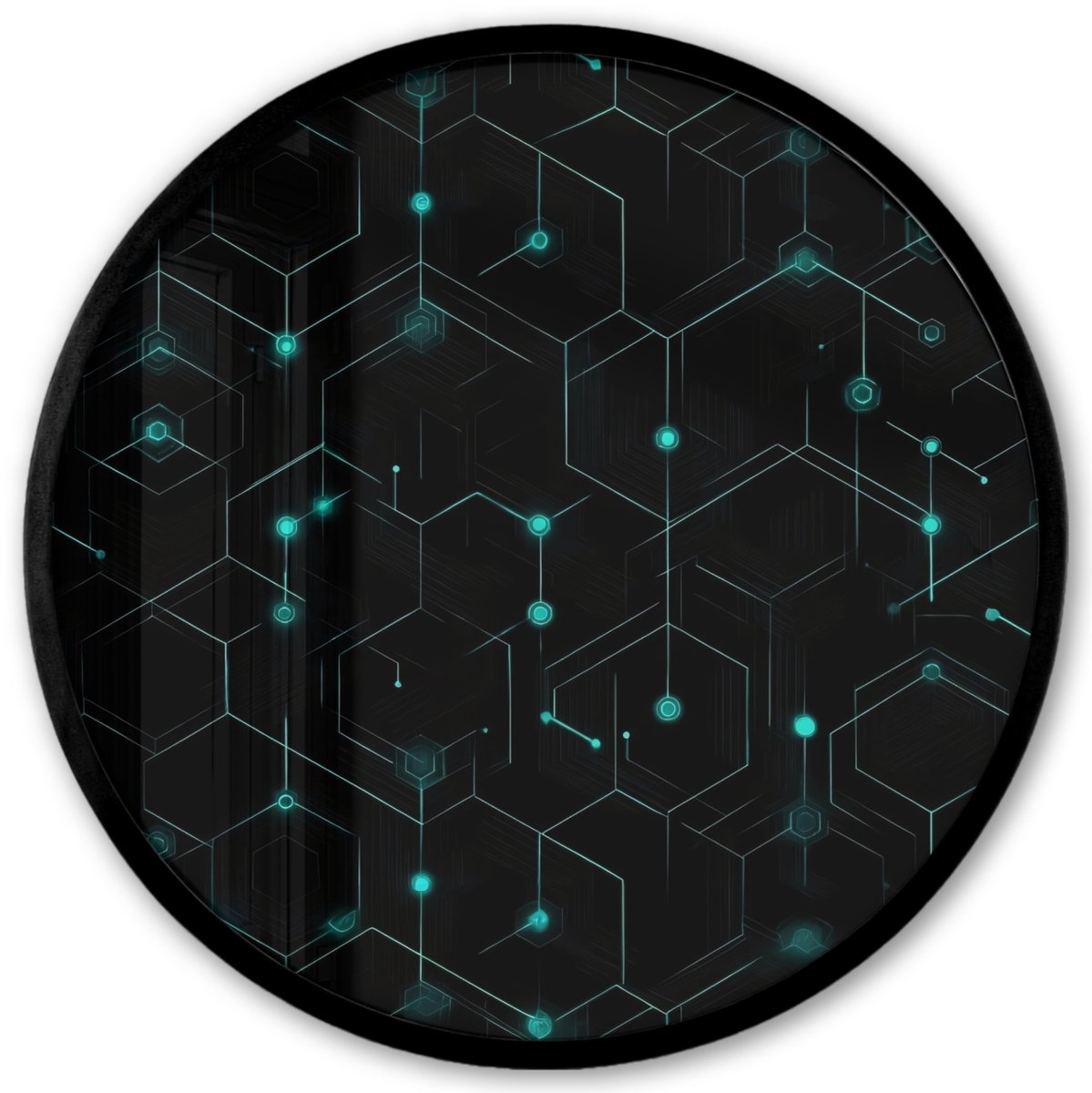FrameYourWall Poster in lijst Rond - Fotolijst 40x40 cm - Posters - Gaming - Netwerk - Blauw - Punten - Patroon - Ronde posterlijst zwart - Decoratie - Wanddecoratie woonkamer - Muurdecoratie slaapkamer