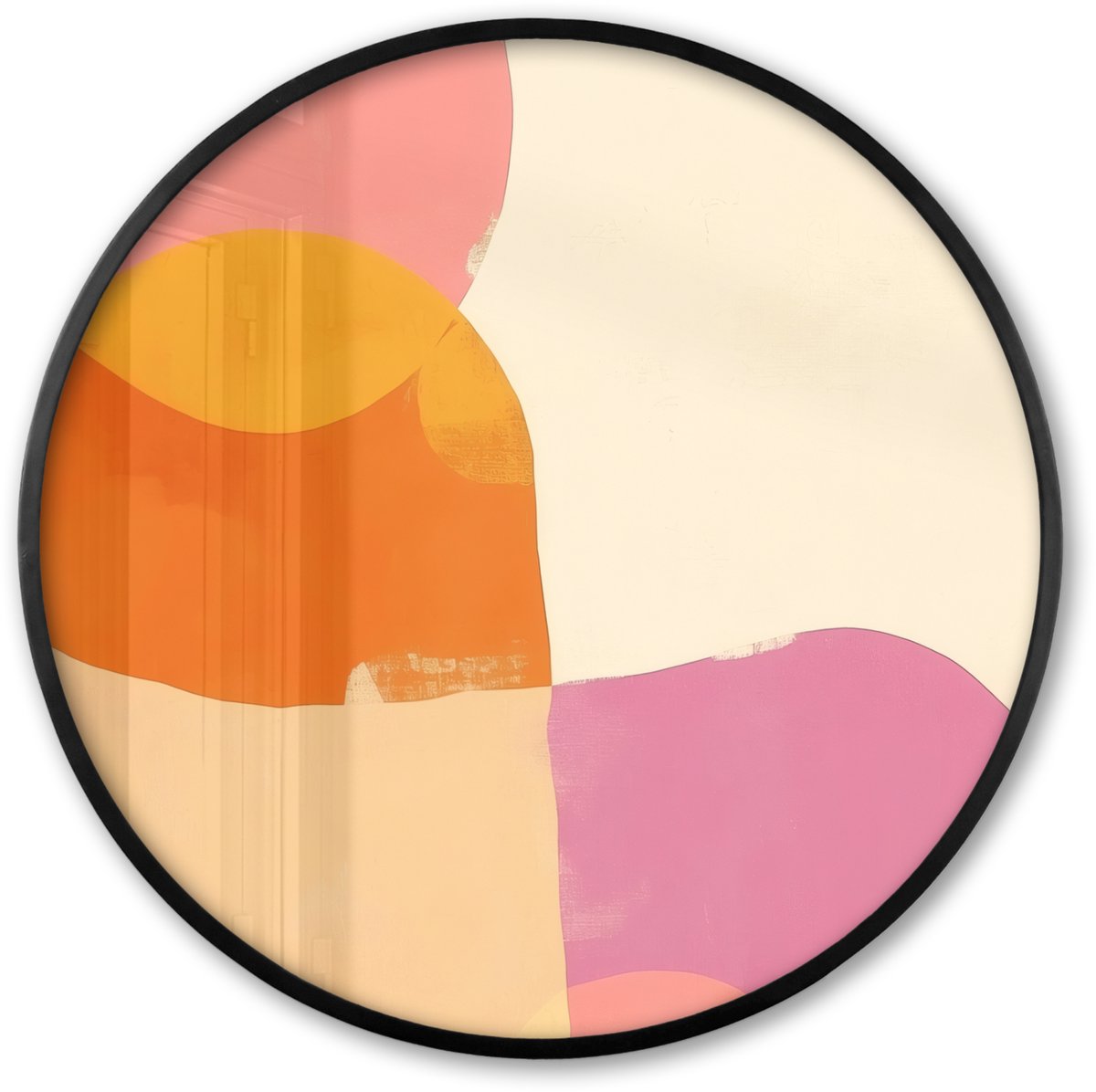 FrameYourWall Poster in lijst Rond - Fotolijst 80x80 cm - Posters - Vormen - Abstract - Kleurrijk - Ronde posterlijst zwart - Decoratie - Wanddecoratie woonkamer - Muurdecoratie slaapkamer