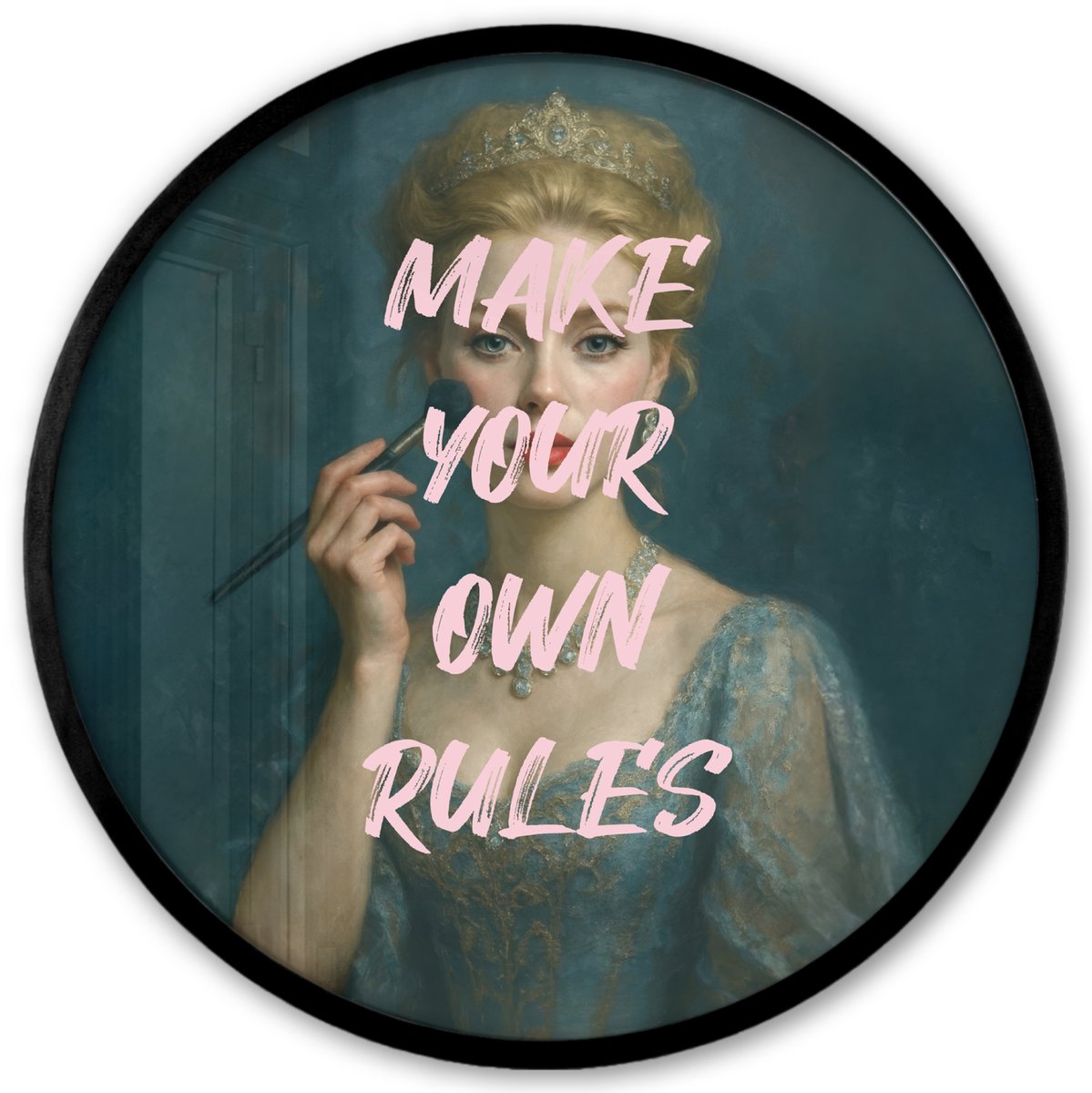 FrameYourWall Poster in lijst Rond - Fotolijst 40x40 cm - Posters - Klassiek - Sierlijk - Roze - Ronde posterlijst zwart - Decoratie - Wanddecoratie woonkamer - Muurdecoratie slaapkamer Make your own rules