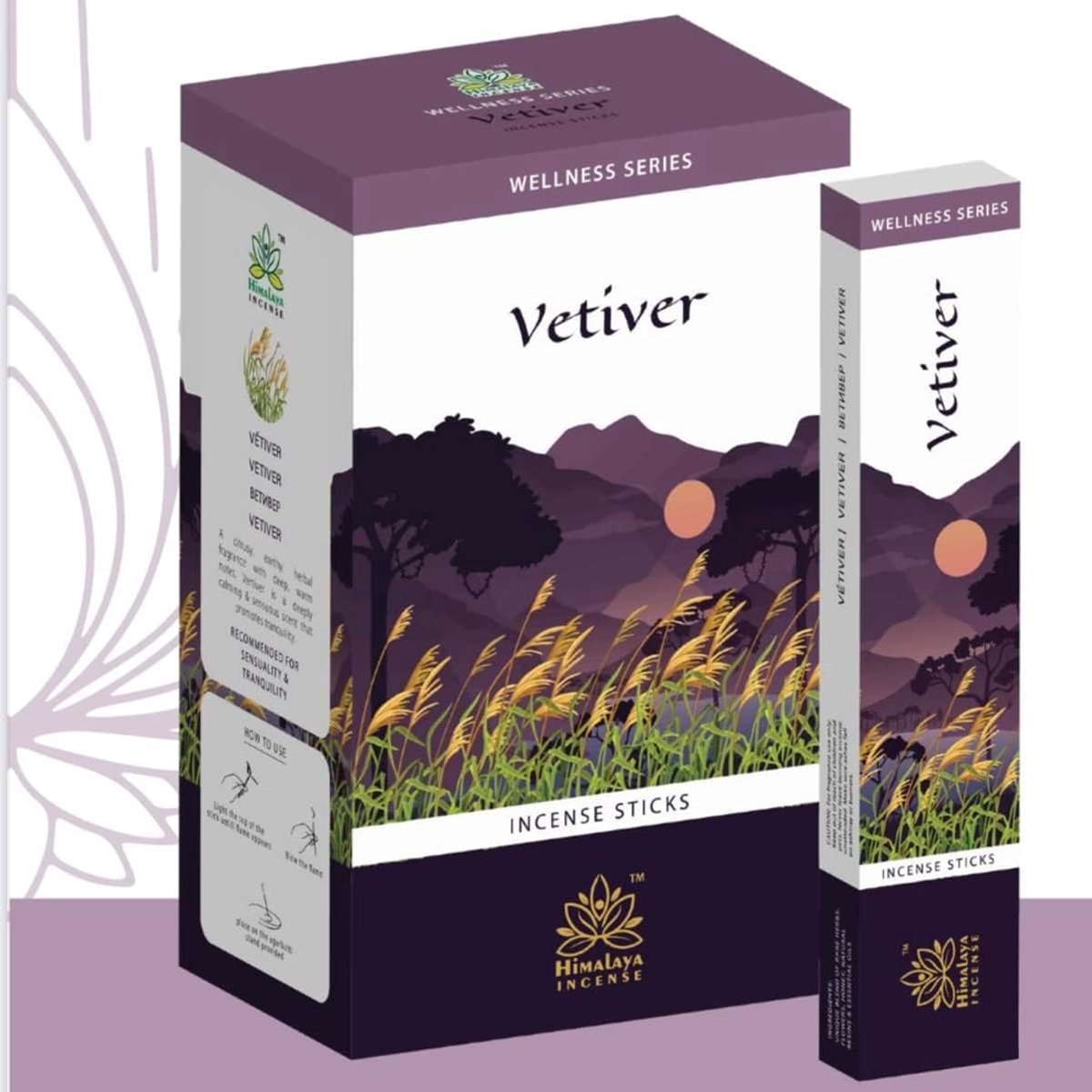 Himalaya Vetiver Premium Agarbatti 12 x 15g – Handgerolde Vetiver Geurige Wierookstokjes uit India | Rustgevend & Verfrissend | Voor Yoga, Meditatie, Pooja, Gebed & Aromatherapie met Kajal Sticker