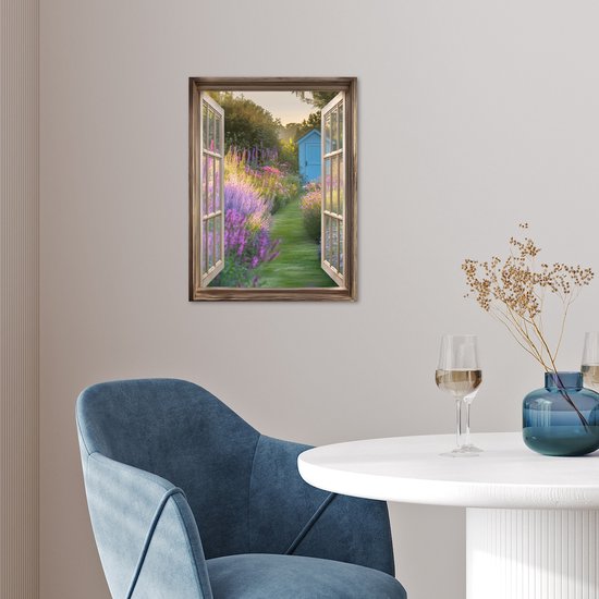 Affiche 30x40 cm - Vue - Fleurs - Fenêtre - Nature - Posters - Décoration chambre - Décoration murale salon - Décoration murale chambre