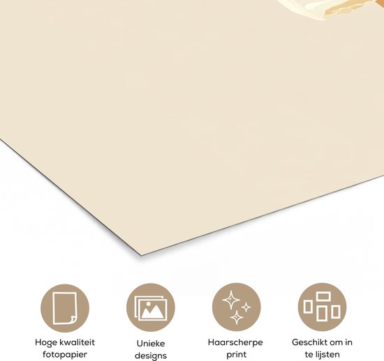 Poster 90x60 cm - Minimalistisch - Waterijsje - Stokje - Beige - Posters - Kamer decoratie - Wanddecoratie woonkamer - Muurdecoratie slaapkamer