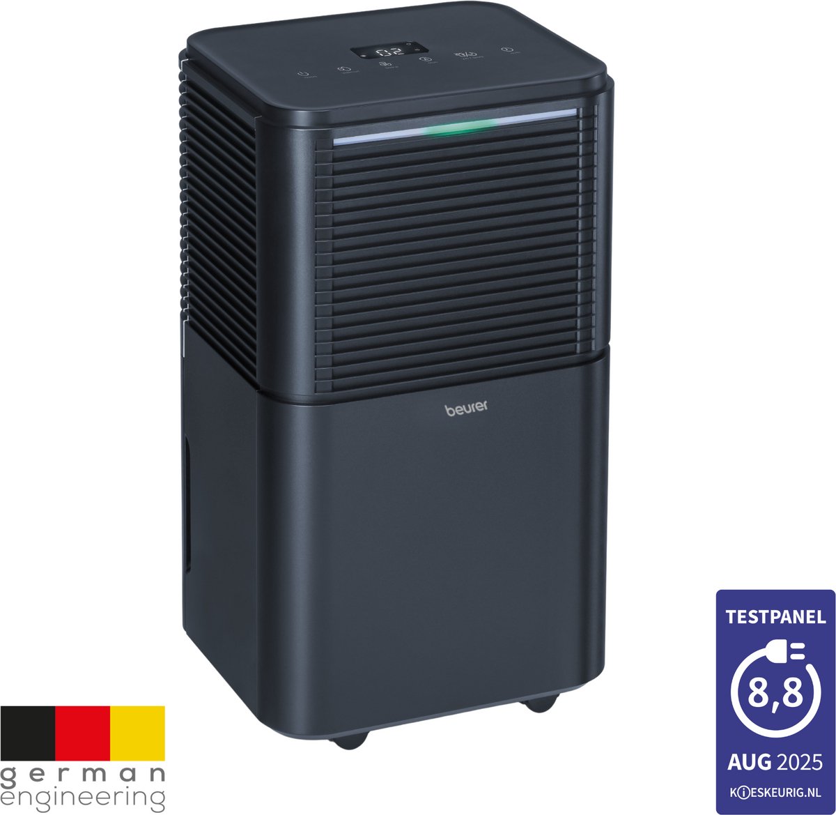 Beurer LE 150 Luchtontvochtiger – Stil & Energiezuinig – Voor Ruimtes tot 30 m² – 12L/24u Ontvochtiging – Nachtmodus & Wasdroogfunctie – Automatische Luchtvochtigheidsregeling – Incl. Afvoerslang – 3 Jaar Garantie