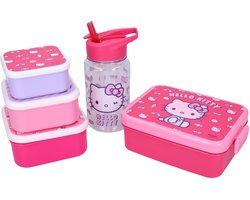 Hello Kitty Lunch Set - Drinkbeker - Lunchbox - Snackbox (3in1) - Roze