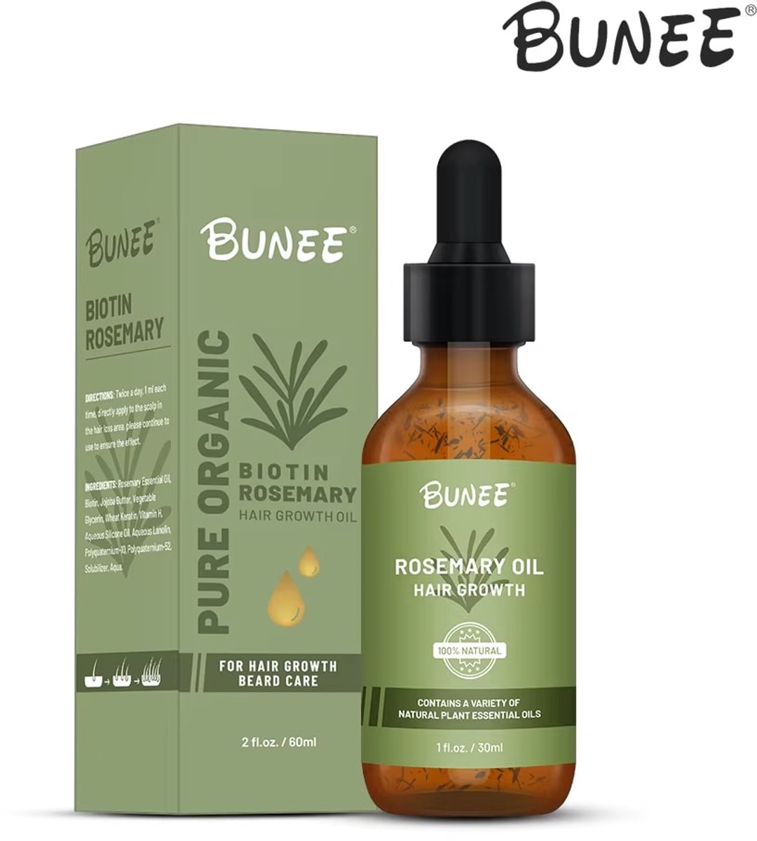 Bunee Hair Growth Oil with Biotin 5% and Rosemary 100% Natural 60ml