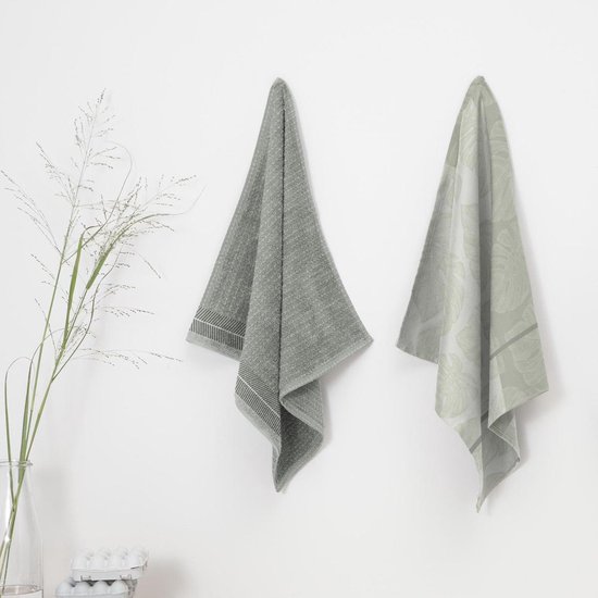 DDDDD - Monstera - 2x Theedoek & 2x Keukendoek - Cream