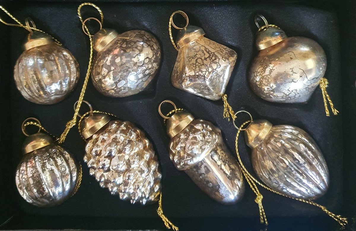 House of Seasons Mini hang glas ornament/kersthanger 16stuks , Champagne kleur, cca H4 x D3.5cm