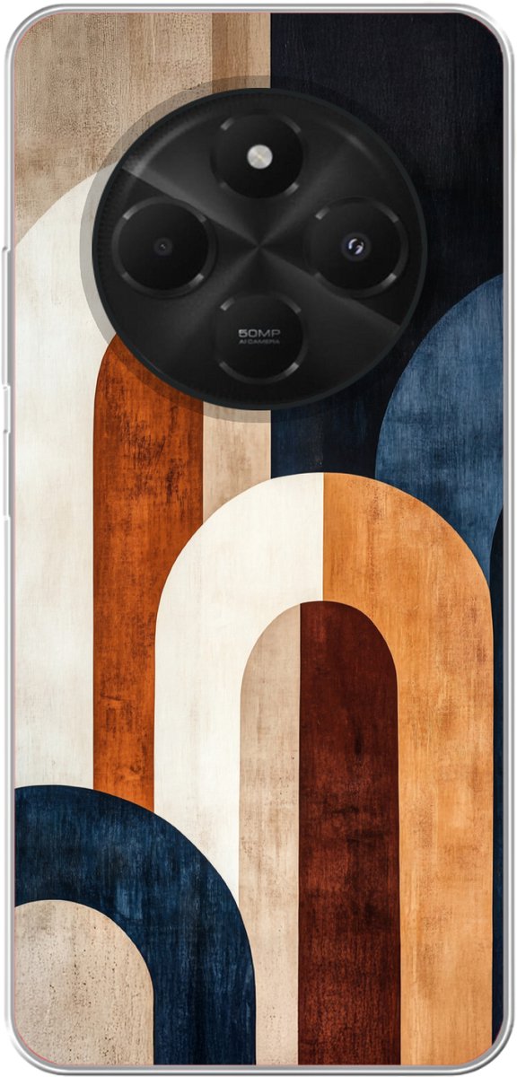 Telefoonhoesje Geschikt voor Xiaomi Geschikt voor Poco C75 (5G) hoesje - Abstract - Vormen - Donkerblauw - Siliconen Telefoonhoesje Telefoonhoesje