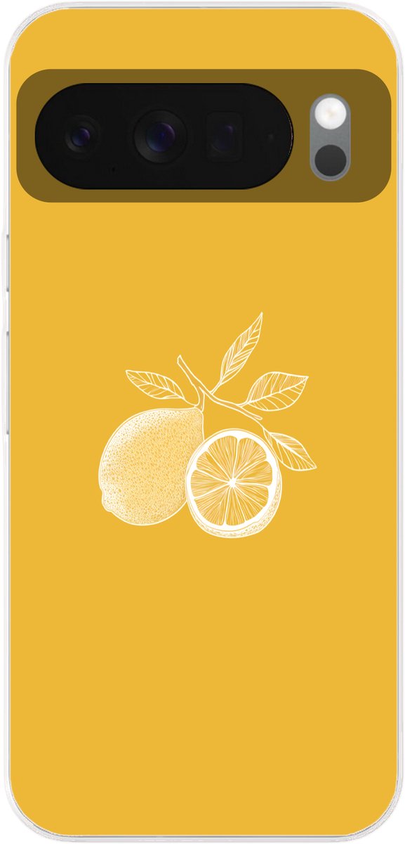 Telefoonhoesje Geschikt voor Google pixel 10 Pro XL hoesje - Citroenen - Illustratie - Minimalistisch - Geel - Siliconen Telefoonhoesje Telefoonhoesje