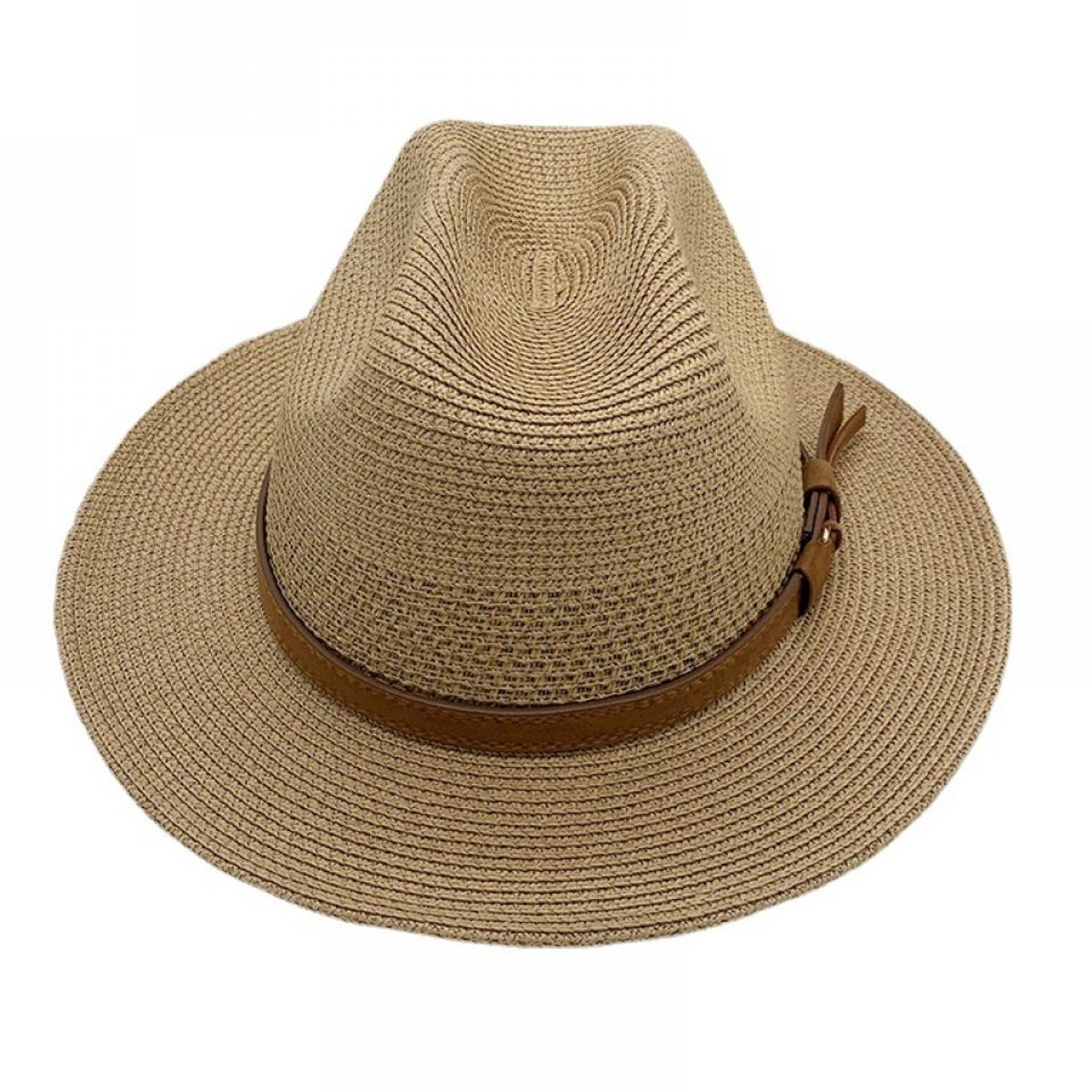 Unisex-StrooHoed-PanamaSonnenhut-Braun-HoogwaardigGrasMaterial-FormStabiliteit