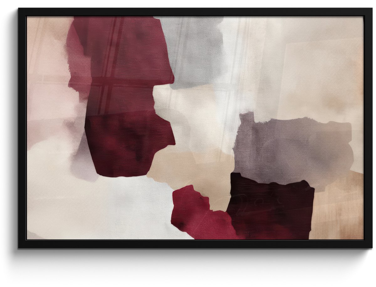 FrameYourWall Poster in lijst - Fotolijst 90x60 cm - Posters - Abstract - Kleurbakken - Rood - Posterlijst zwart - Decoratie - Wanddecoratie woonkamer - Muurdecoratie slaapkamer Abstract - Kleurvlakken