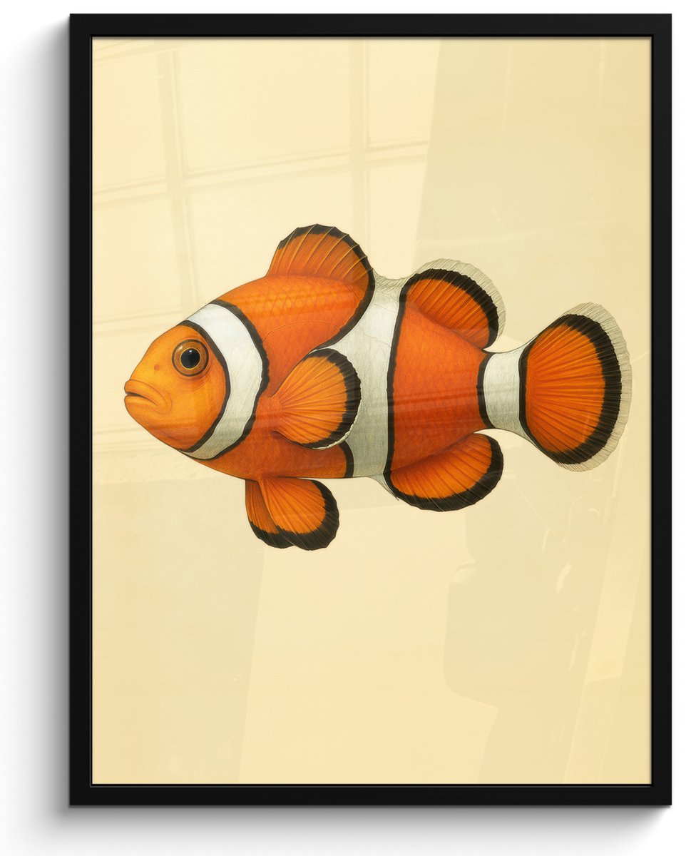 FrameYourWall Poster in lijst - Fotolijst 60x80 cm - Posters - Vis - Oranje - Strepen - Posterlijst zwart - Decoratie - Wanddecoratie woonkamer - Muurdecoratie slaapkamer