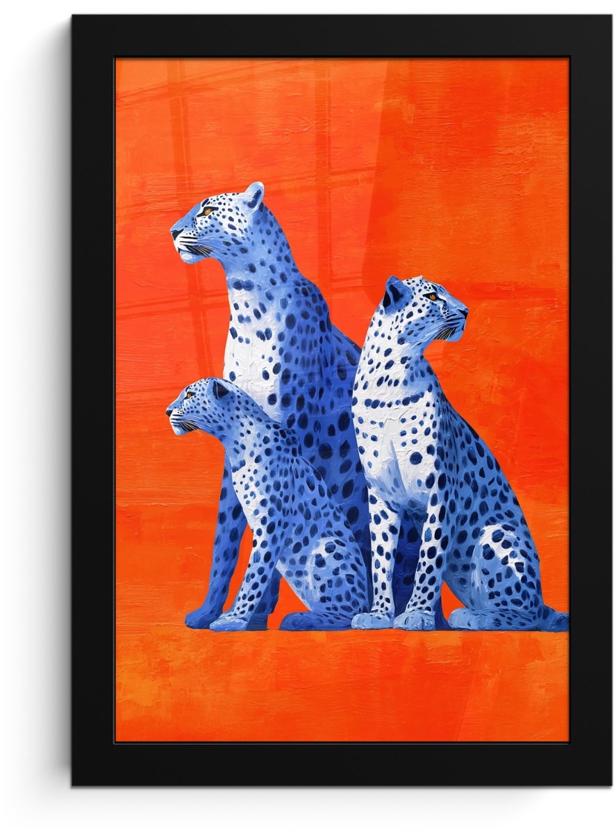 FrameYourWall Poster in lijst - Fotolijst 20x30 cm - Posters - Luipaarden - Stippen - Oranje - Posterlijst zwart - Decoratie - Wanddecoratie woonkamer - Muurdecoratie slaapkamer