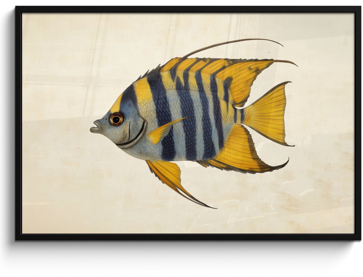 FrameYourWall Poster in lijst - Fotolijst 120x80 cm - Posters - Vis - Sierlijk - Vinnen - Illustratie - Posterlijst zwart - Decoratie - Wanddecoratie woonkamer - Muurdecoratie slaapkamer