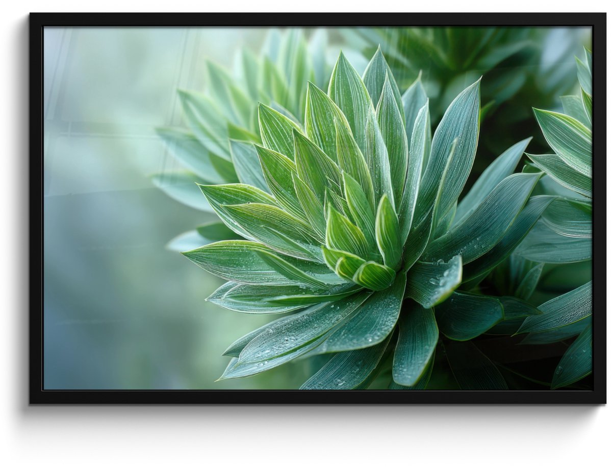FrameYourWall Poster in lijst - Fotolijst 90x60 cm - Posters - Blad - Plant - Groen - Textuur - Posterlijst zwart - Decoratie - Wanddecoratie woonkamer - Muurdecoratie slaapkamer