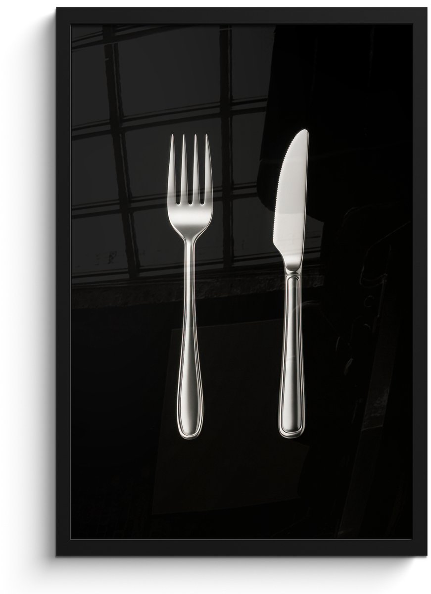 FrameYourWall Poster in lijst - Fotolijst 40x60 cm - Posters - Bestek - Klassiek - Elegant - Posterlijst zwart - Decoratie - Wanddecoratie woonkamer - Muurdecoratie slaapkamer