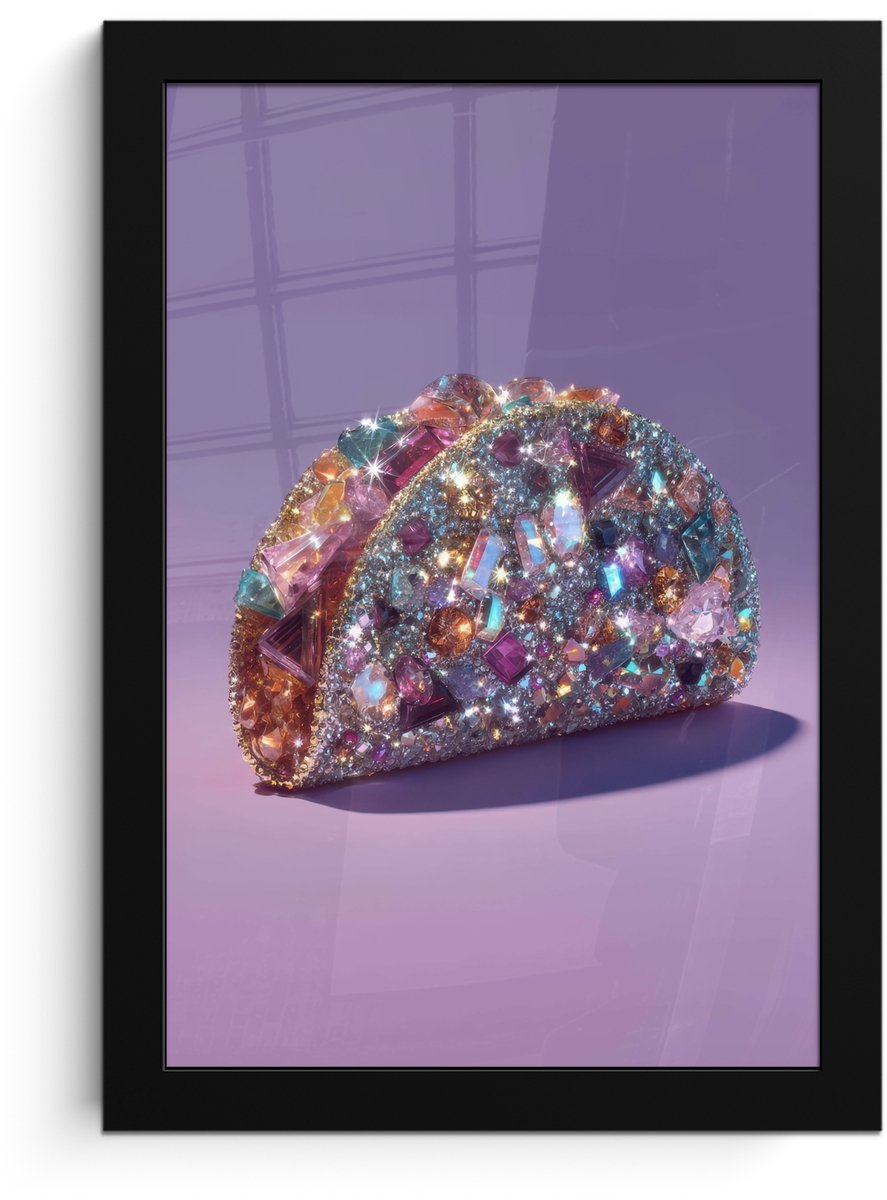 FrameYourWall Poster in lijst - Fotolijst 20x30 cm - Posters - Edelstenen - Glitters - Paars - Kleurrijk - Posterlijst zwart - Decoratie - Wanddecoratie woonkamer - Muurdecoratie slaapkamer