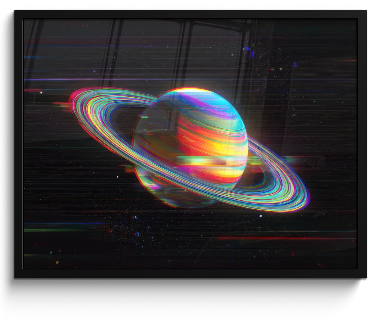 FrameYourWall Poster in lijst - Fotolijst 80x60 cm - Posters - Planeet - Cirkel - Kleurrijk - Posterlijst zwart - Decoratie - Wanddecoratie woonkamer - Muurdecoratie slaapkamer