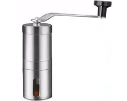 Handmatige koffiemolens - koffiemolen - Bonenmaler - RVS - Koffiebonen molen - Keramische schijven - verstelbare - afneembaar - handslinger - zilver - voor kamperen, reizen, espresso - 4.8*14.5 cm
