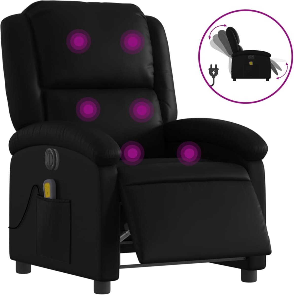 vidaXL Massagestoel - verstelbaar - elektrisch - kunstleer - zwart
