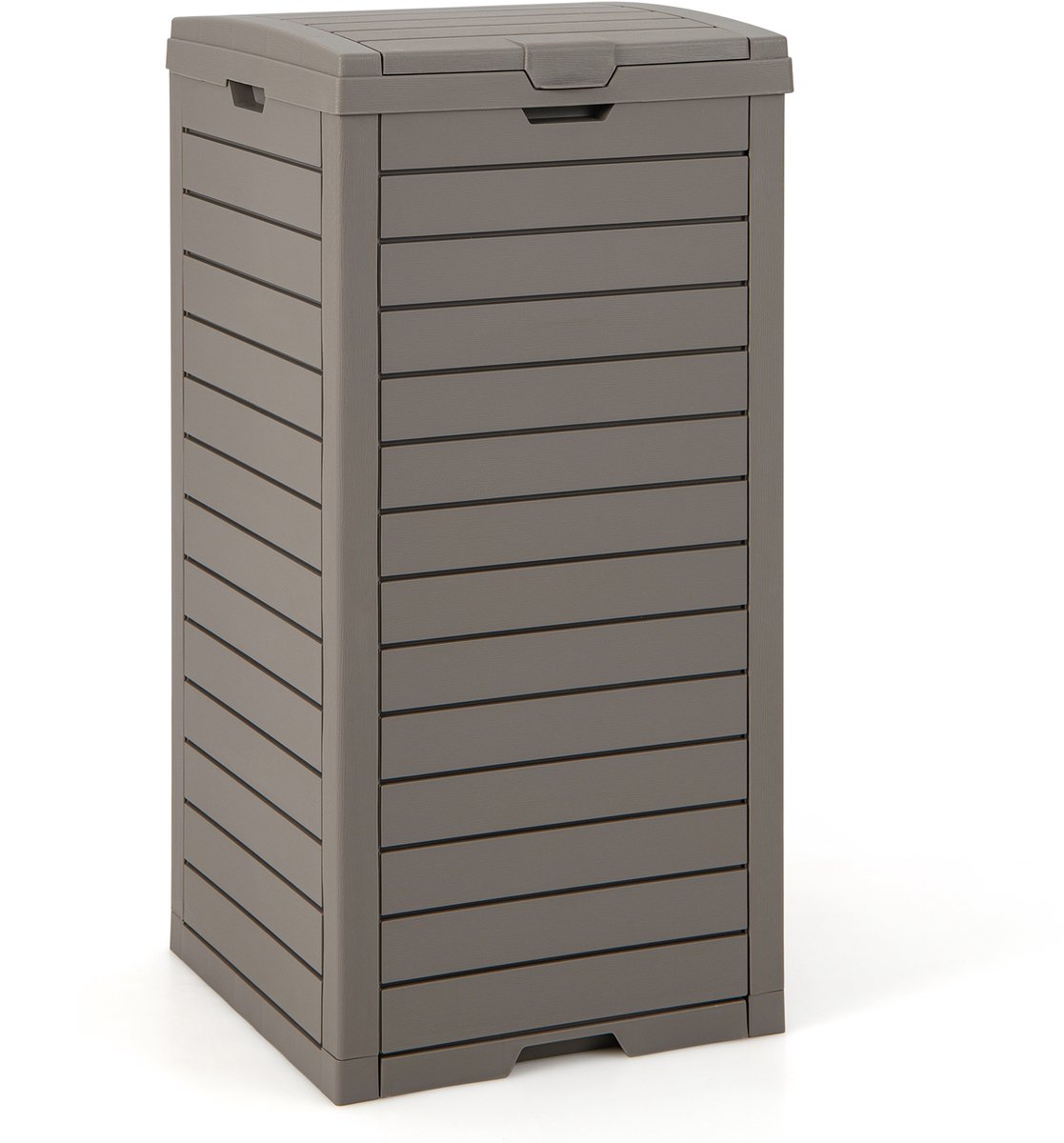 COSTWAY Vuilnisbak met deksel, 118 l, afvalbak voor de tuin, met uittrekbare vloeistofschaal en handgreep, waterdichte afvalcontainer voor buiten, voor veranda, achtertuin, terras, 1 stuks Bruin